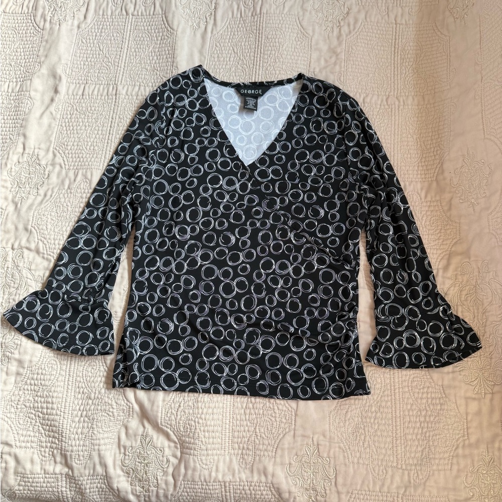 George Black with White Circle Print Blouse
